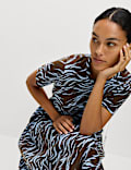 Pure Cotton Animal Print Midi T-Shirt Dress