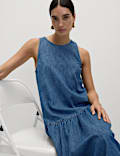 Denim Midaxi Drop Waist Dress