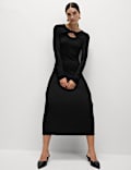 Jersey Ribbed Midi Column Dress