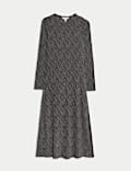 Robe midi coupe droite en jersey jacquard