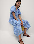 Pure Cotton Midi Relaxed Tiered Dress