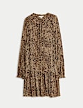 Printed Ruffle Mini Relaxed Smock Dress