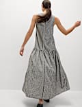 Checked Midaxi Drop Waist Dress