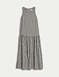 Checked Midaxi Drop Waist Dress