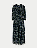 Ditsy Floral Ruched Midaxi Waisted Dress