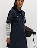 Cotton Rich Cord Collared Mini Shirt Dress