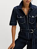 Combinaison pratique coupe large en jean avec ceinture