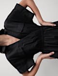 Pure Cotton V-Neck Midaxi Tiered Shirt Dress