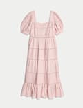Midi-Stufenkleid aus reiner Baumwolle mit Biesen