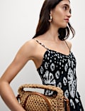Pure Cotton Floral Midi Waisted Dress