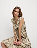 V-Neck Frill Detail Midaxi Relaxed Dress
