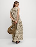 V-Neck Frill Detail Midaxi Relaxed Dress