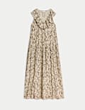 V-Neck Frill Detail Midaxi Relaxed Dress