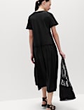 Jersey V-Neck Midi Drop Waist Dress