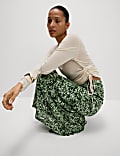 Jersey Printed Midi A-Line Skirt