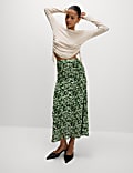 Jersey Printed Midi A-Line Skirt