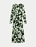 Mesh Jersey Floral Midi Column Dress