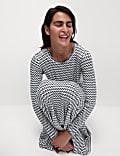 Jersey Round Neck Twist Front Midi Column Dress