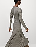 Jersey Round Neck Twist Front Midi Column Dress
