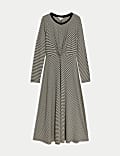 Jersey Round Neck Twist Front Midi Column Dress