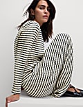 Cotton Blend Striped Midi Skater Dress