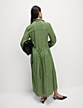 Printed V-Neck Midi Shirt Dress
