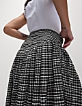Checked Pleated Midaxi A-Line Skirt
