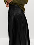 Leather Look Pleated Midaxi Skirt