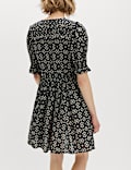 Cotton Rich Printed Mini Waisted Dress