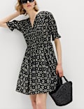 Cotton Rich Printed Mini Waisted Dress