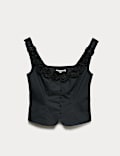 Top corset 100 % coton à détail fleuri