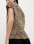 Animal Print Plisse Top
