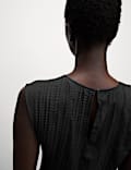 Plisse Round Neck Top