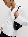 Pure Cotton V-Neck Tie Detail Wrap Shirt