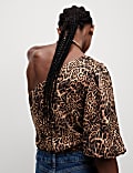 Animal Print One Shoulder Blouse