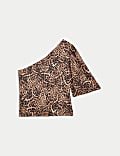 Animal Print One Shoulder Blouse