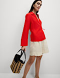 Linen Rich Collared Tie Front Shirt
