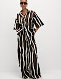 Printed Collared Oversized Resort Shirt
