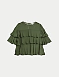 Round Neck Frill Detail Blouse