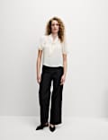 Scarf Neck Puff Sleeve Top