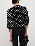 Polka Dot Puff Sleeve Blouse