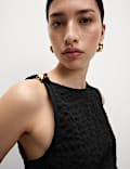 Cotton Rich Textured Hardware Detail Top