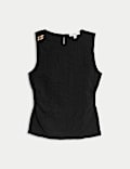 Cotton Rich Textured Hardware Detail Top