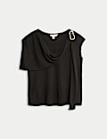 Top asymétrique en jersey avec finitions métalliques