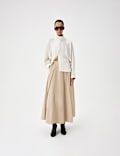 Satin Blouson Back Frill Blouse
