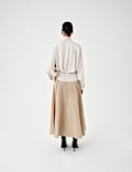 Satin Blouson Back Frill Blouse
