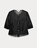 Organza Embellished Button Detail Top