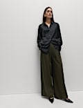 Satin Collared Button Through Shirt