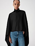 Satin Funnel Neck Longline Cape