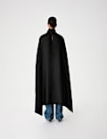 Satin Funnel Neck Longline Cape